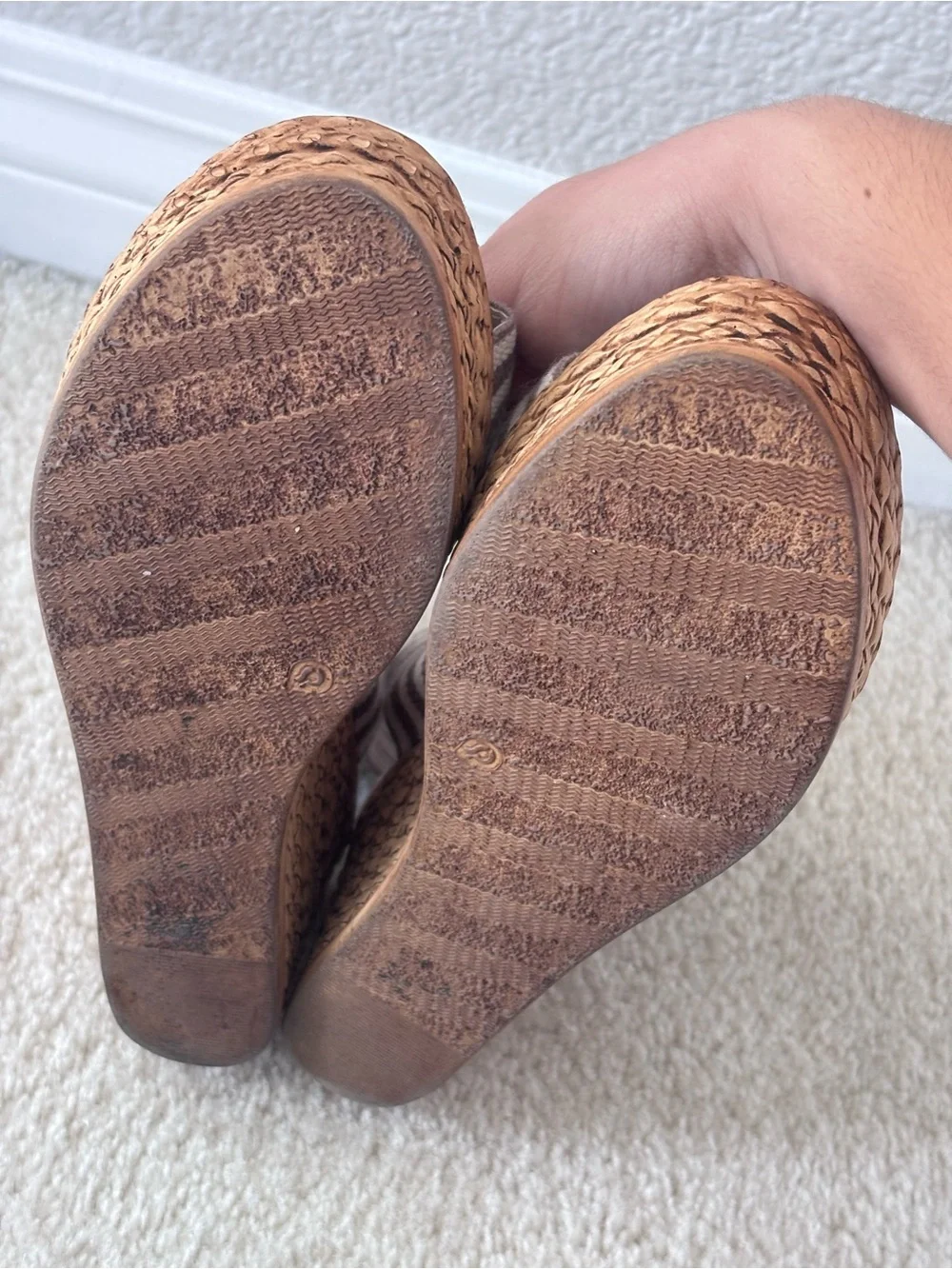 Charleston Shoe Company - Ivory Striped Wedge Sandals